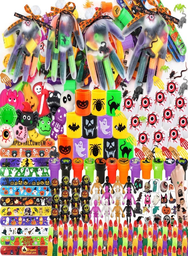 xFFFun 338PCS Halloween Party Favors for Kids, 24 Pack Halloween Toys Bulk with Glove Treat Bag for Kids Classroom Prizes, Halloween Goodies Bag Stuffers, Non Candy Trick or Treat Toys Party Giveaways - Image 1